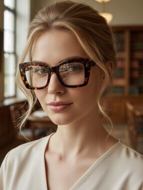 +1.00 Oversized TortoiseShell Square Readers Glasses